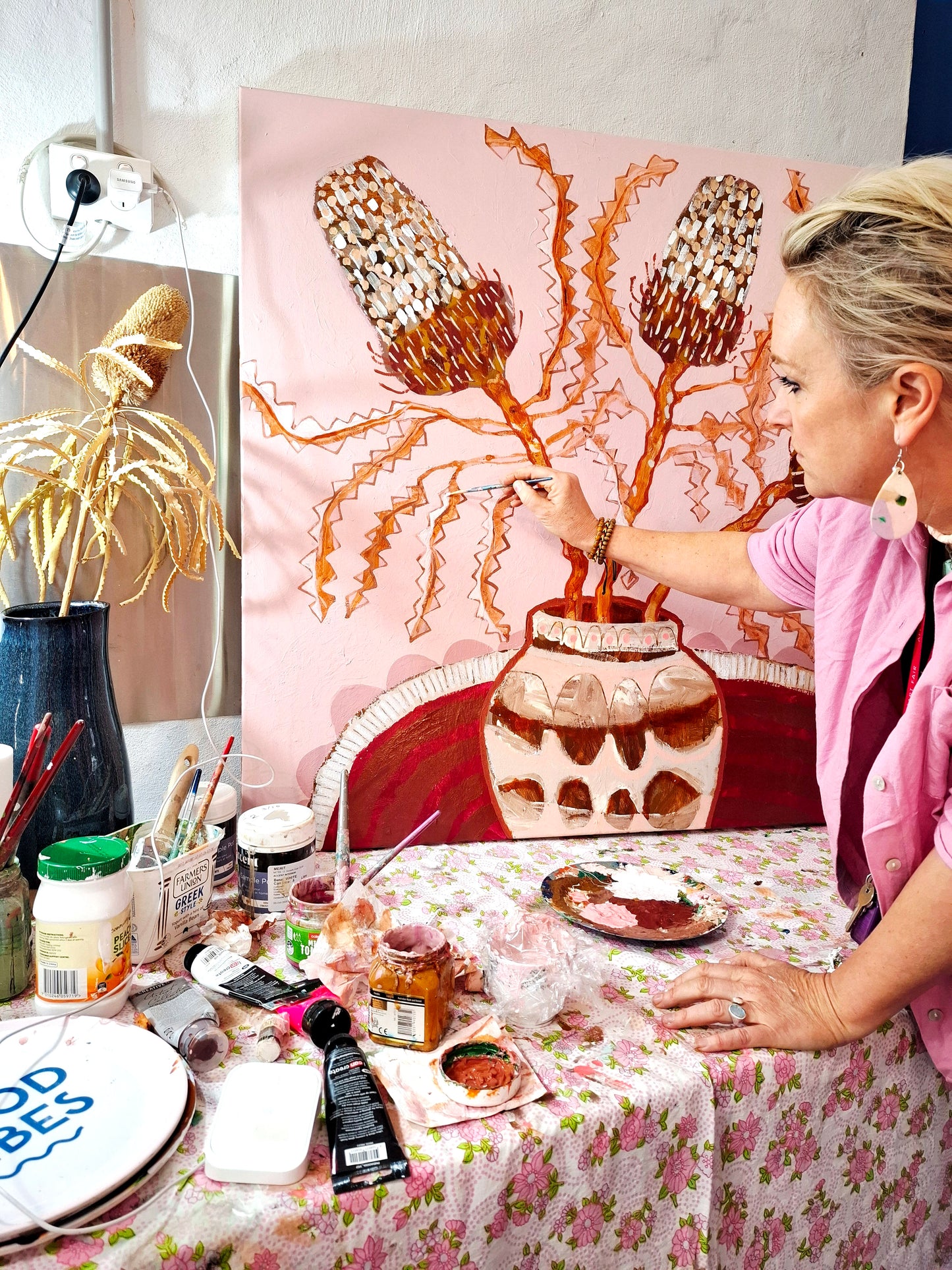 'Banksias, blush and three'